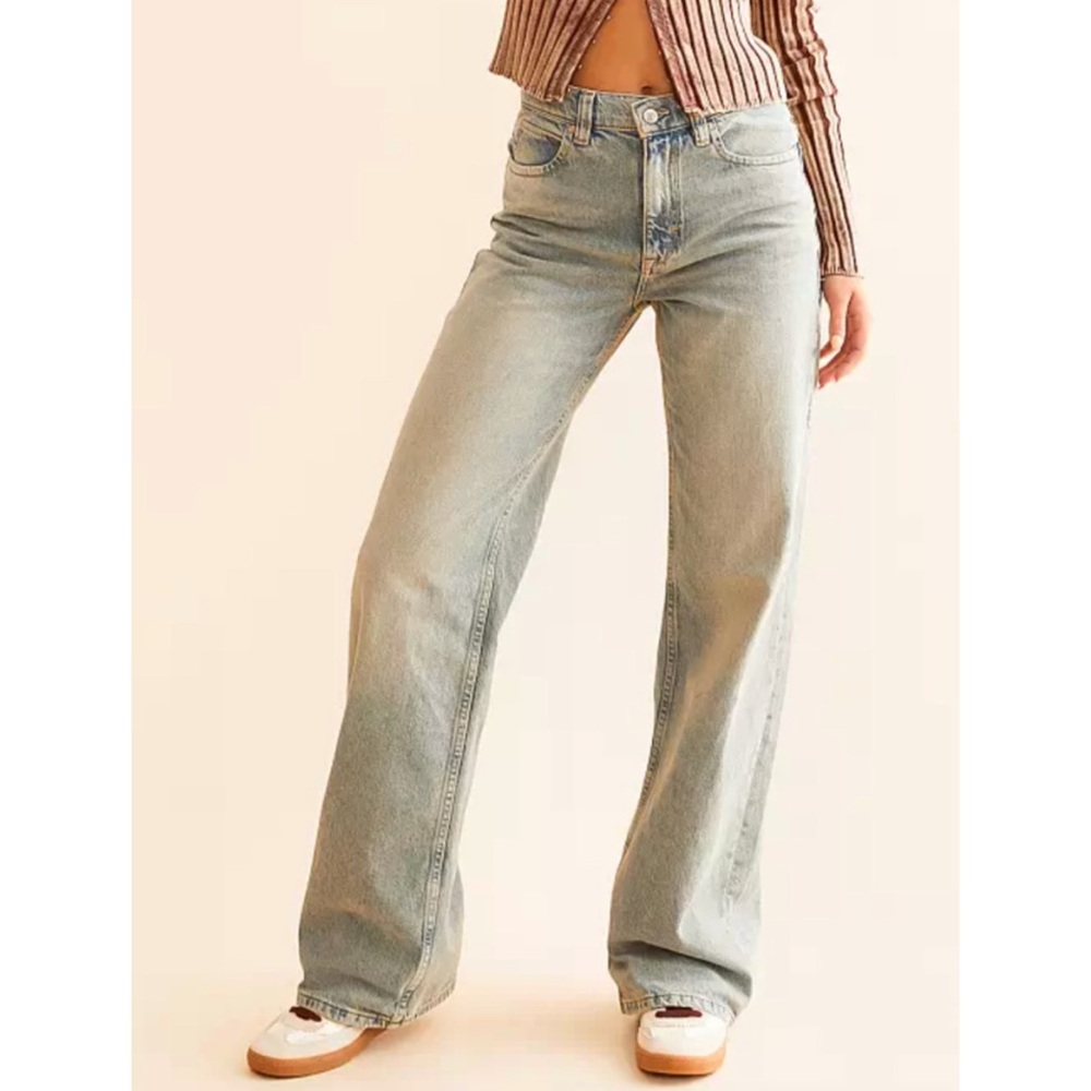 Free People Tinsley High Rise Straight Leg Baggy Jeans Candy Pop Sz 31